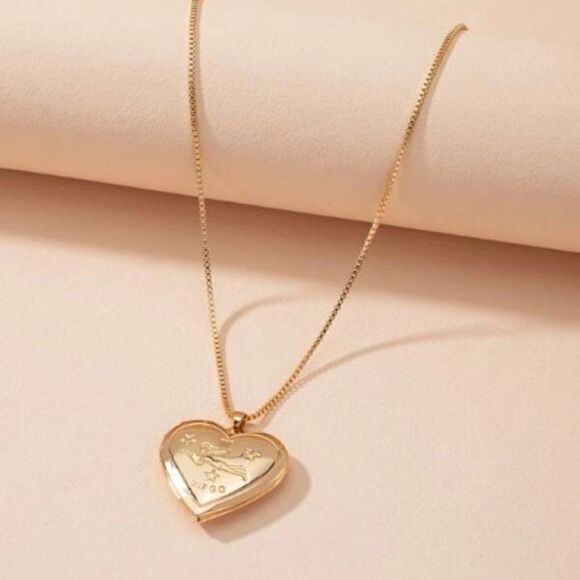 VIRGO GOLD ZODIAC HEART LOCKET NECKLACE - Picture 3 of 8